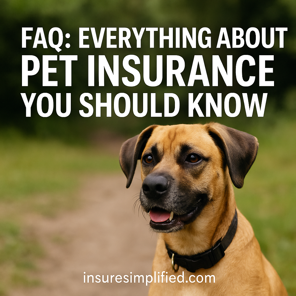 Fawn-colored dog with black facial markings outdoors, representing pet insurance FAQs for InsureSimplified.com.