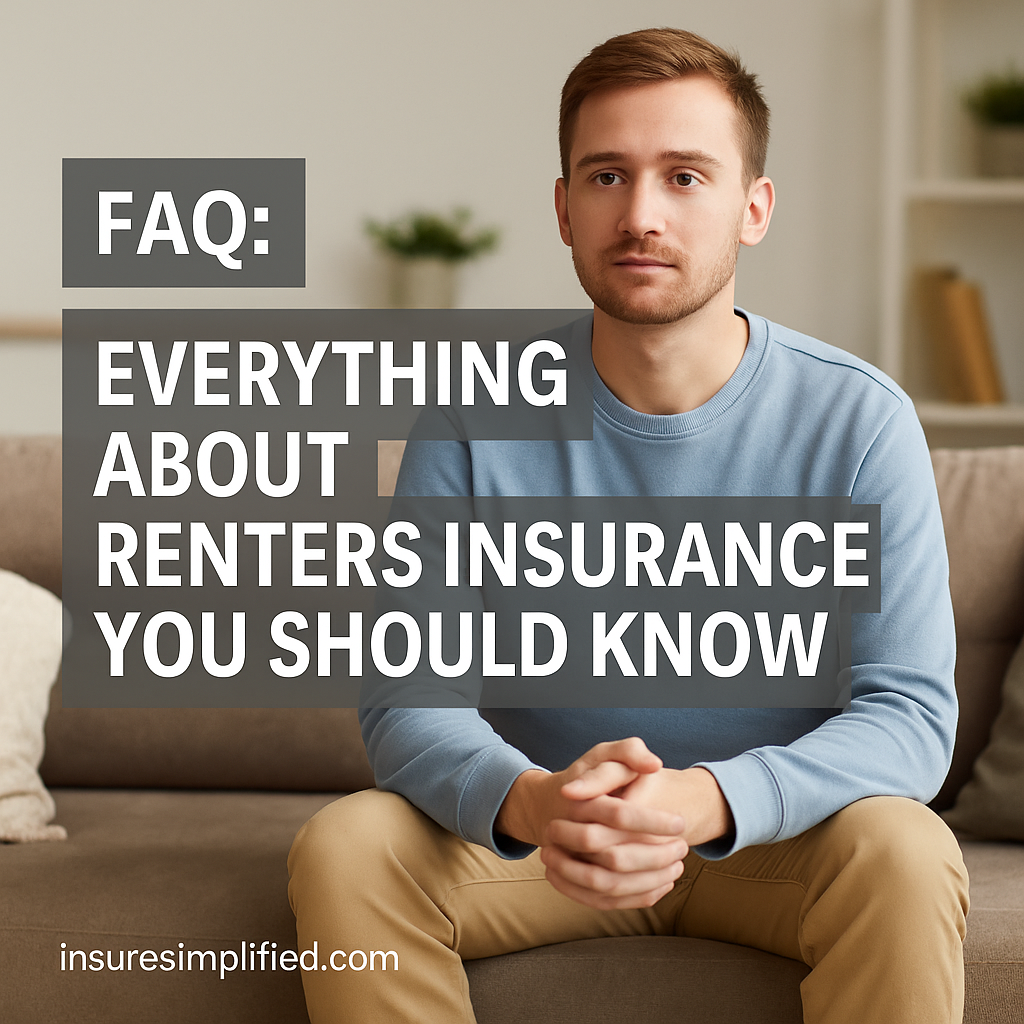 Man sitting on a sofa in a living room, representing renters insurance FAQs for InsureSimplified.com.